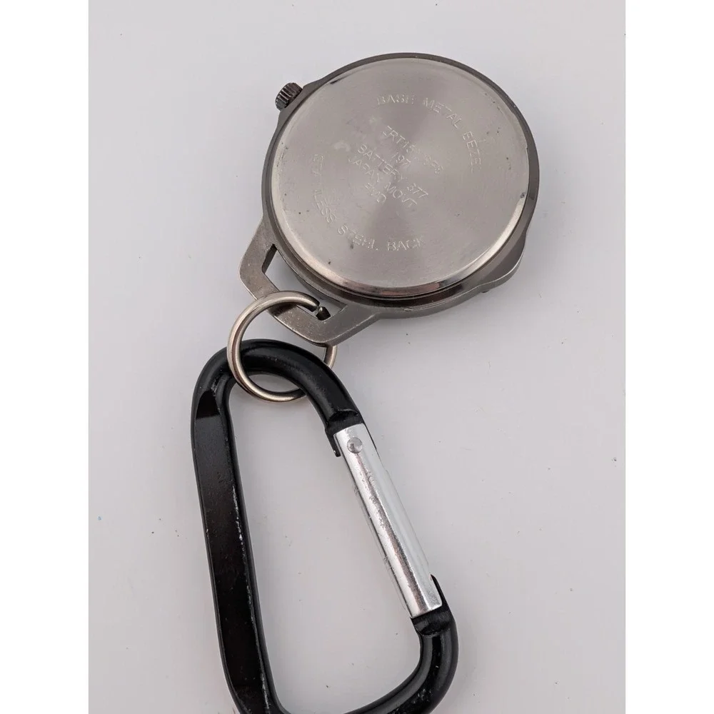 Carabiner Key Ring Watch Men's 42mm Gunmetal Tone Clip On New Battery